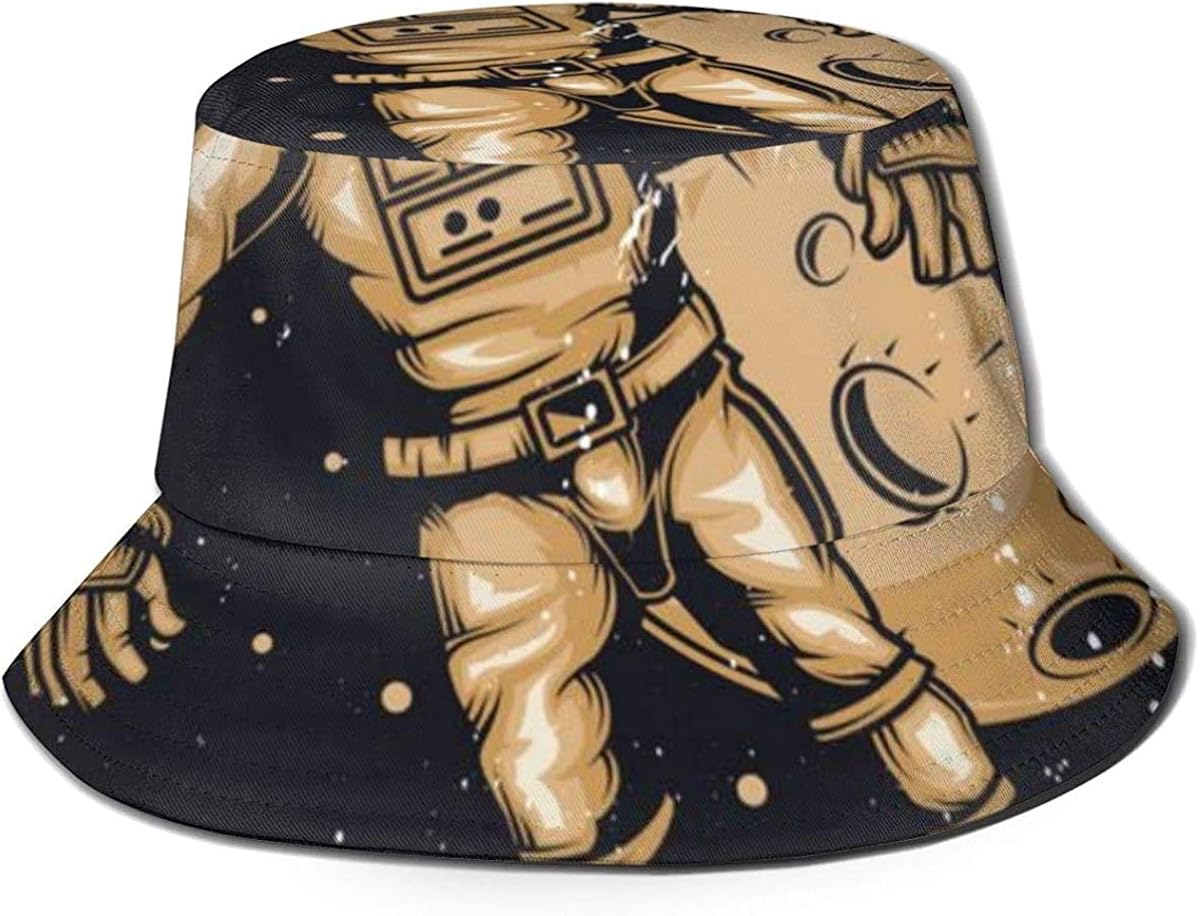 Flat Top Breathable Bucket Hats Unisex Space Explorer Bucket Hat