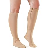 BOCOSO 2 Pairs Medical Zipper Compression Socks 15-20mmHg for Women&Men, Knee High Compression Stockings