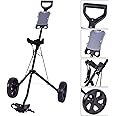 Nightcore Golf Push Cart, Folding Push Pull Golf Cart Trolley w/ 2 Wheels for Golf Club Bag, Collapsible Golf Push Cart w/Foot Brake