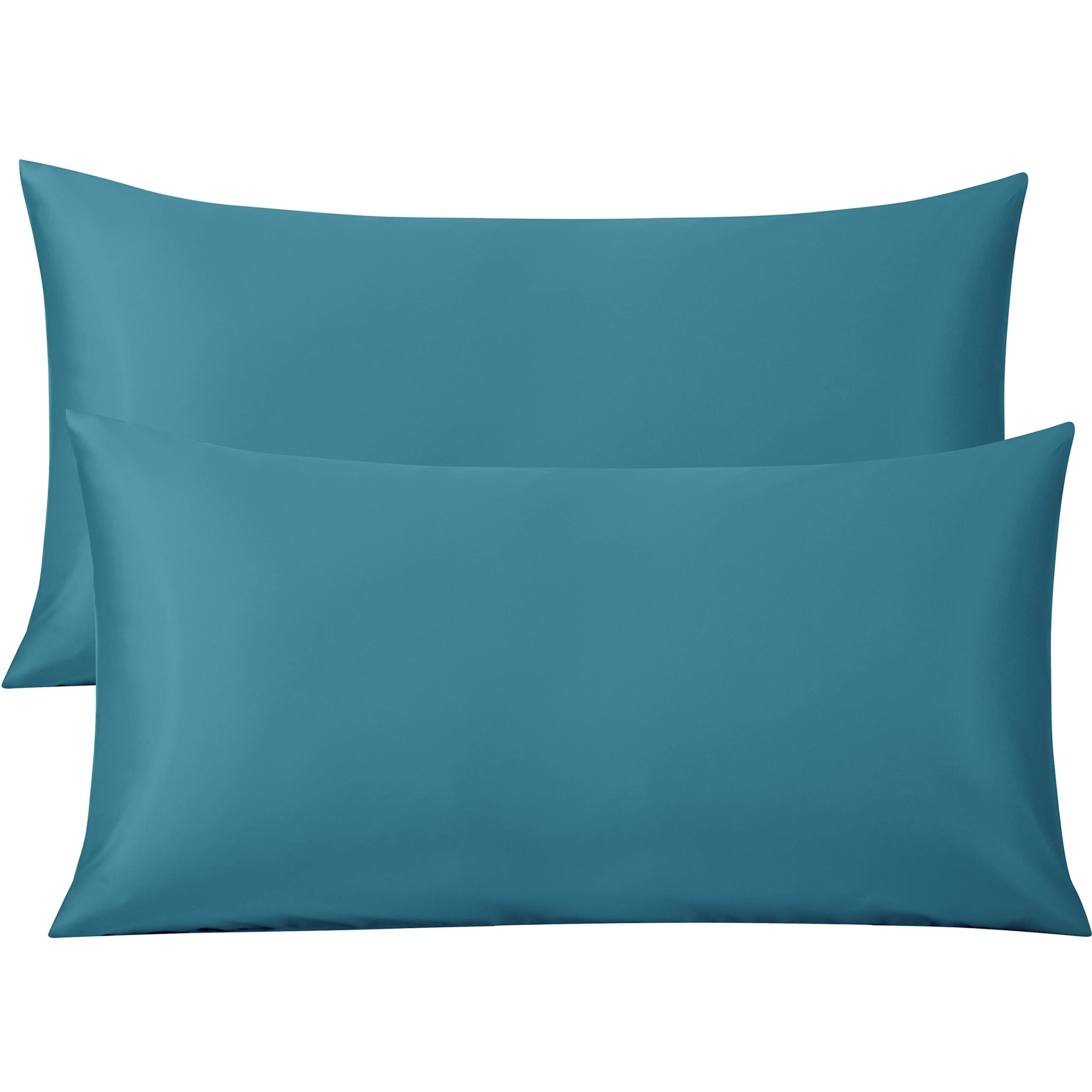 FLXXIE 2 Pack 500 Thread Count 100% Egyptian Cotton Pillowcases, Super Cozy and Breathable King Pillow Cases with Envelope Closure, 50x90 cm, Teal
