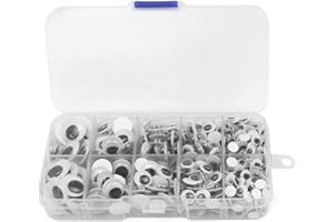 YOOTHINK Googly Eyes for Crafts,450 Pcs Black Wiggle Googly Eyes with Self-Adhesive, 6mm 8mm 10 mm 12mm 15mm Mixed Packaging