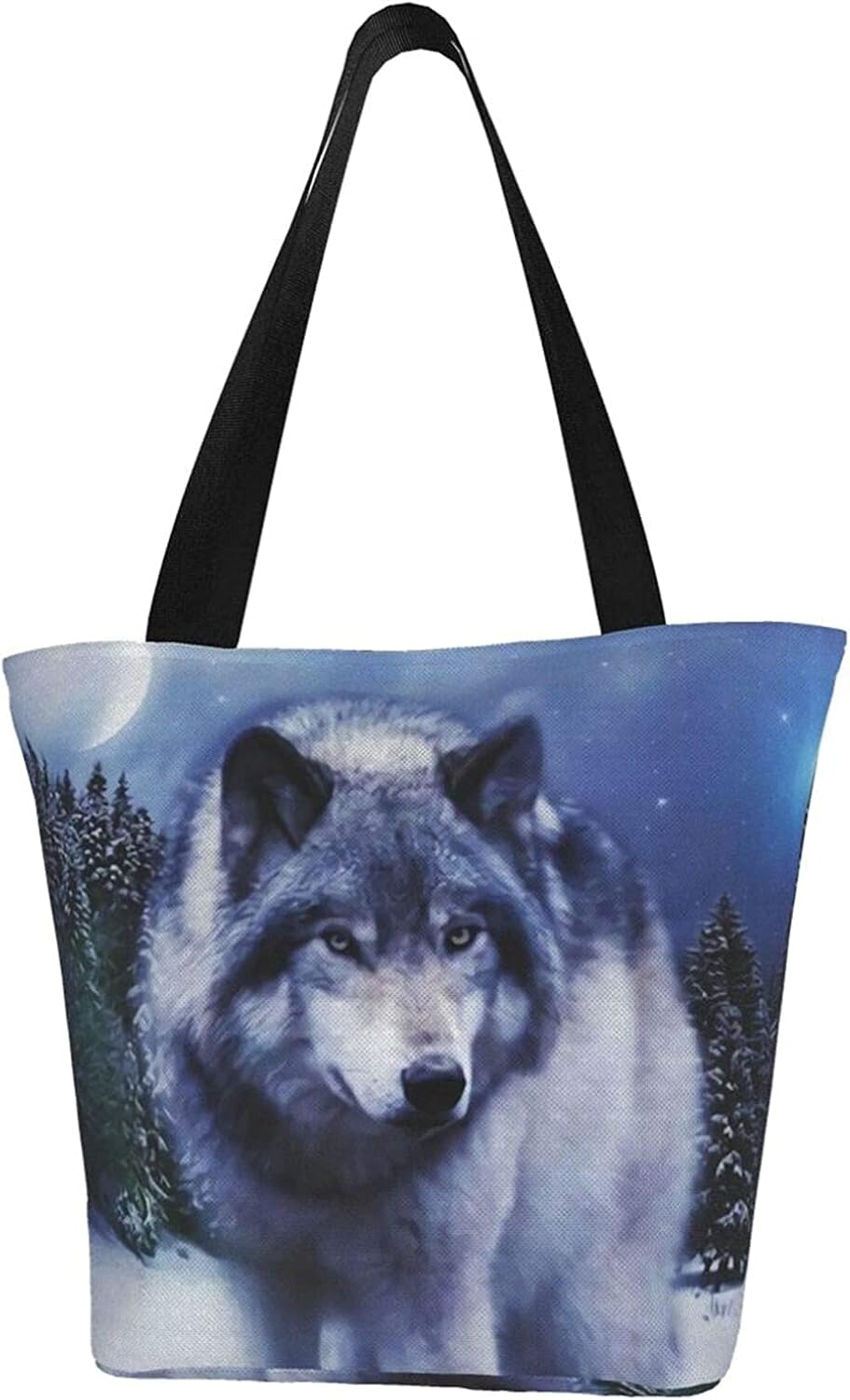 Wolf Canvas Tote Bag for Women Travel Work Shopping Grocery Top Handle