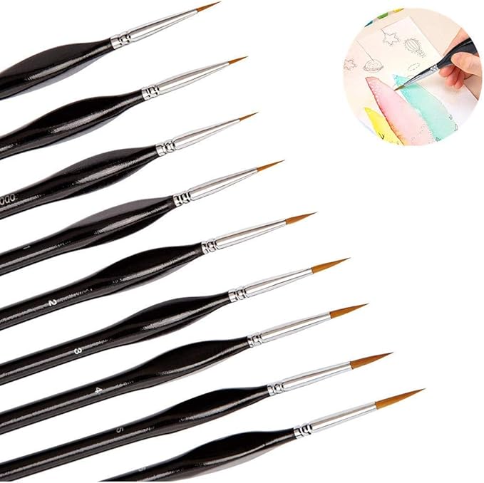 9Pcs Fine Detail Paint Brush, Miniature Painting Brushes Set Artist