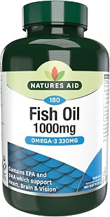 Natures Aid Fish Oil 1000mg Omega 3 180 Capsules High Strength EPA DHA