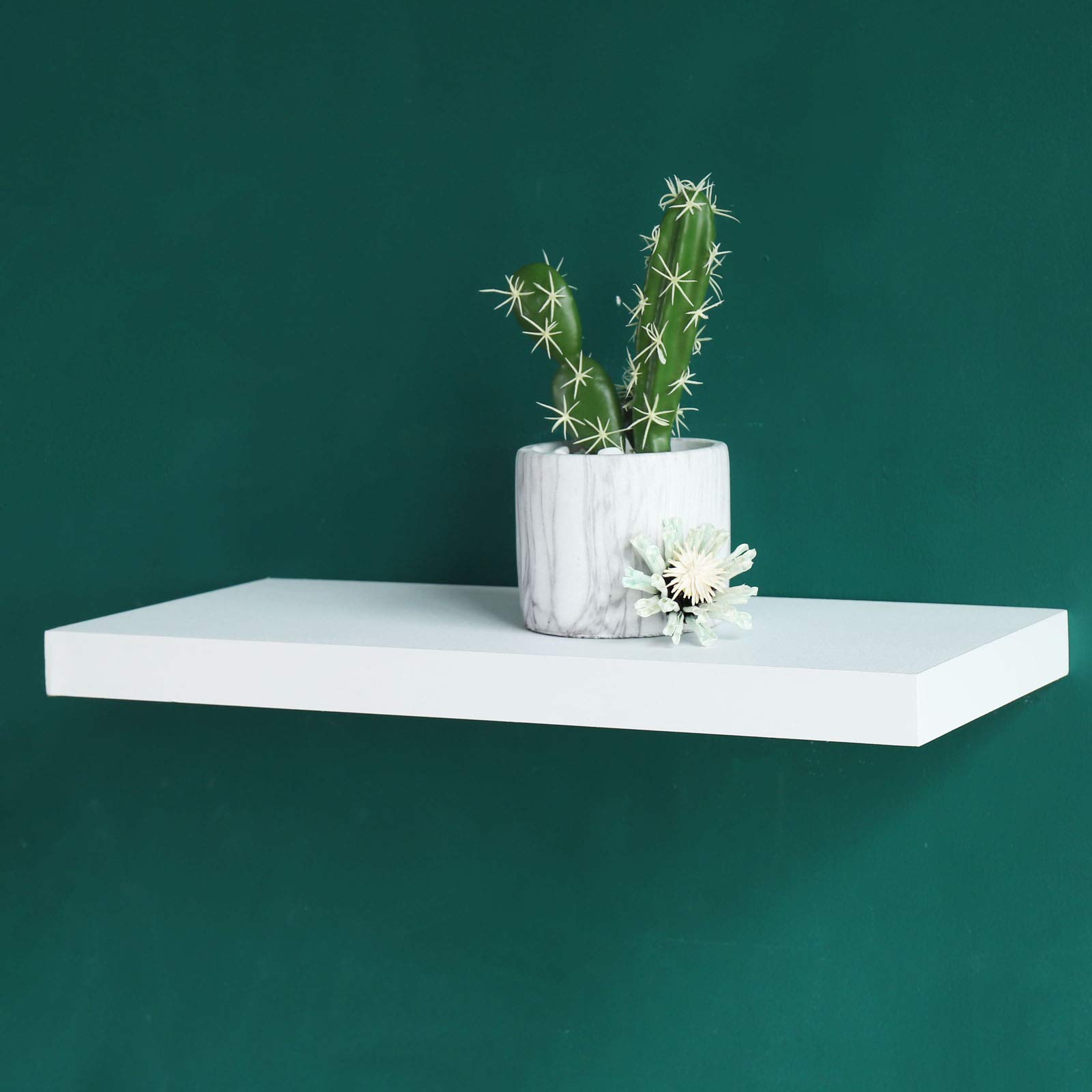 WELLAND Simons Floating Wall Shelf, White Shelves (18-inch, White)