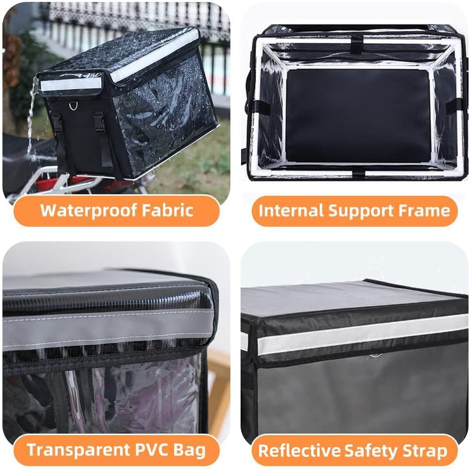 Insulated Bags For Food Delivery, 10" Insulated Pizza Delivery Bags with Divider, Meal Grocery Tote Insulation Bag, Waterproof & Foldable Catering Bag Food Deliveries, 15.7" x 10.6" x 11.8"