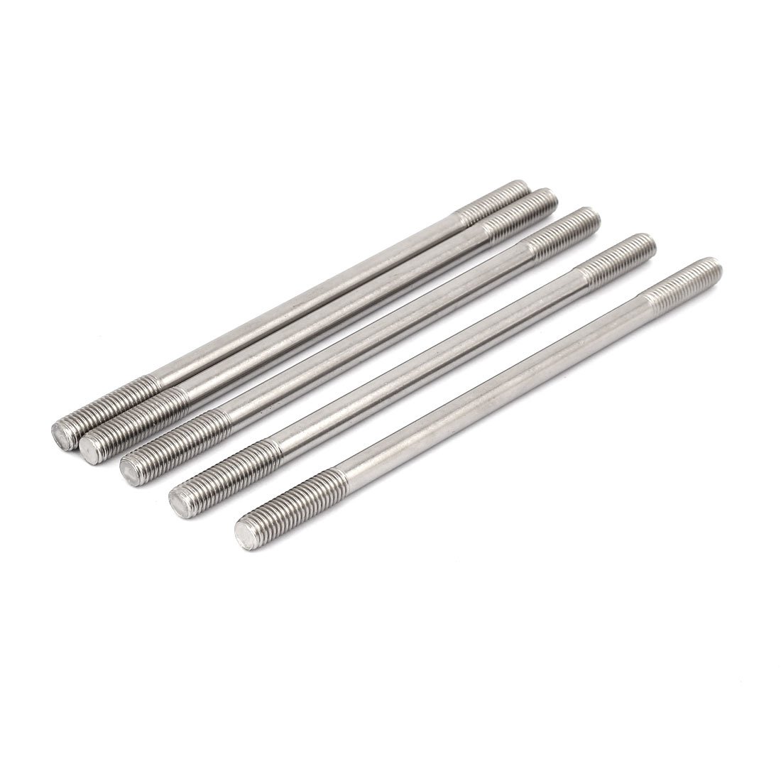 Sourcingmap M10x200mm Double End Thread 304 Stainless Steel Tight Adjustable Push Rod Stud 5pcs
