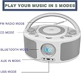 WISCENT Portable CD Player Boombox Bluetooth FM Radio Stereo USB AUX Headphone view 2