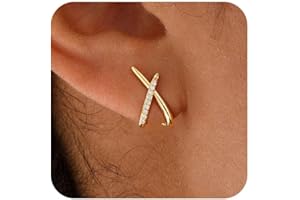 AGWOLF Gold Earrings for Women Trendy,14K Gold/Silver Plated Stud Plated Earrings Dainty Earrings Simple Minimalist Cubic Zir