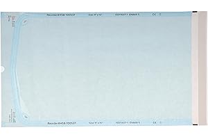 HOUSE BRAND DENTISTRY HSB 100537, Self-Seal Sterilization Pouches, Paper/Film, Blue, 9" X 15", Triple Seal & Heat Processed, Air-Tight, with Steam Indicator for Complete Sterilization, 200/Bx