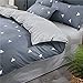 3 Pieces Duvet Cover Set Blue Gray with White Triangles - Ultra Soft and Easy Care Design Summer Bedding Duvet Cover King Size 102x90+ 2 Pillow Shams- 800 TC with Zipper Closure 4 Corner Ties
