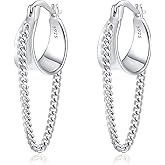 925 Sterling Silver Chain Dangle Drop Earrings Huggie Hoop Earrings for Women Trendy for Mother Her