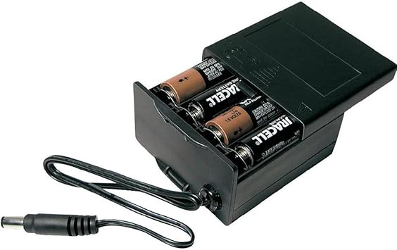 Portapilas para 8 pilas R6 (AA) con 2 tapas con jack alimentación: Amazon.es: Electrónica