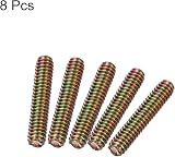 sourcing map 8pcs 1/4x1-1/4" Carbon Steel Fully Threaded Rods Colorful Zinc view 3