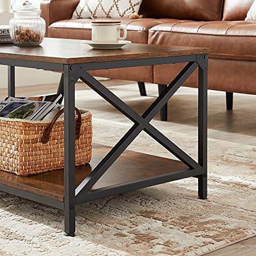 VASAGLE Coffee Table, Cocktail Table with Storage Shelf and XShape