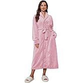 RONGTAI Women's Plush Fleece Robe with Buttons - Extra Long & Plus Size Winter Bathrobe for Women, Cozy Hooded Loungewear