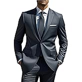 i · FineLong Men's Suits Regular Fit 2 Piece one Button Blazer Pants Set Formal Wedding Prom Tuxedo Suits