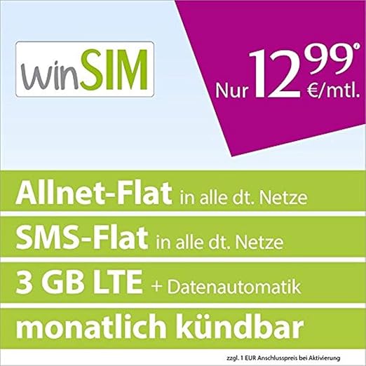 winSIM LTE All 3 GB monatlich kündbar Amazon.de Elektronik