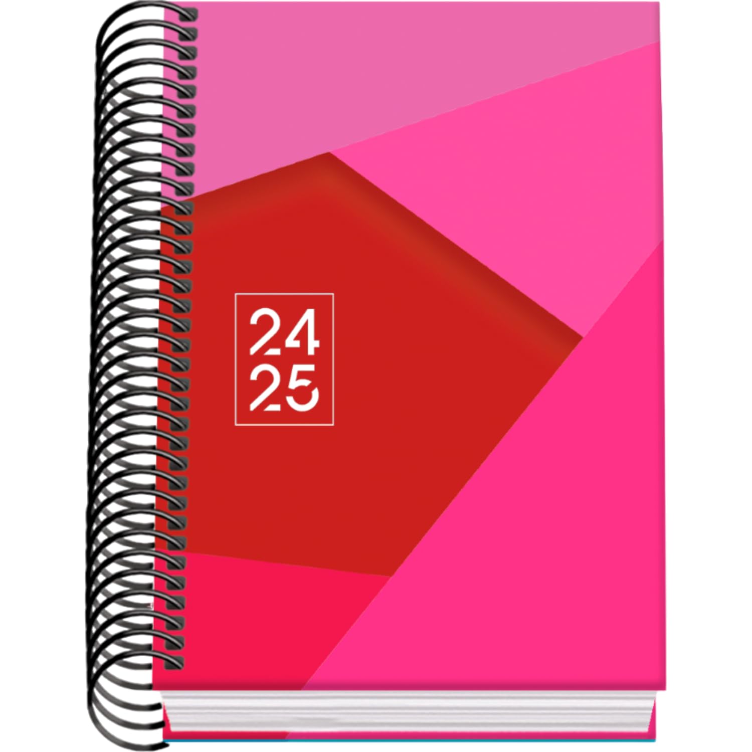 DOHE - School Diary 2024 2025 – Day by Page, Size A6 (12 x 17 cm), Ring Closure, Hardcover, Spanish and English, September to June, School Supplies – TANGRAM Pink