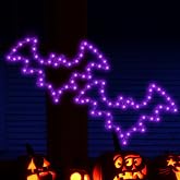 Bstge Halloween Window Lights, 2 Pack LED Waterproof Timer Indoor Decor | Purple Metal Bat Shapes, 8 Lighting Modes, 6H Timer, Waterproof, Adhesive Hooks, Batteries Not Included, for Windows
