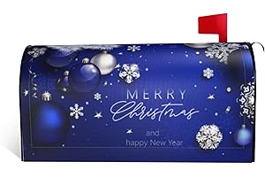 DADABULIU Mailbox Covers Christmas Blue Ball Fir Branch Snowflake Magnetic Letter Post Box Cover Standard Size 21 x 18 Inch Garden Yard Home Decorative