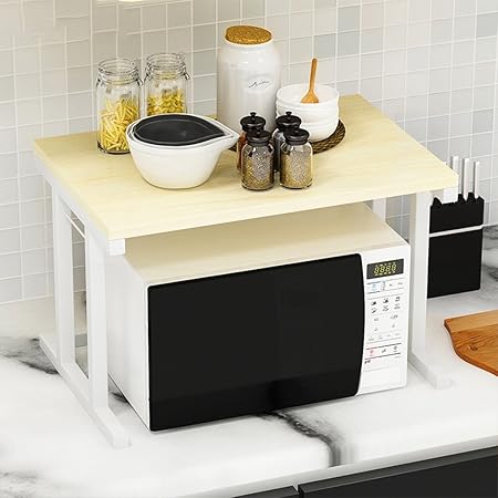 Garosh Estantes de horno de microondas de 2 pisos Tubo cuadrado ...