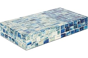 Handicrafts Home Handmade Indigo Pattern Decorative Box - Storage Organizer, Decor Centrepiece, Memory Keepsakes, Home Decor - Boho Style Treasure Box, Multipurpose Gift - 12x6x2