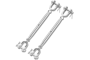 Fshihine 2PCS Turnbuckle, 5/16" (M8) 304 Stainless Steel Turnbuckle, 2100lbs Working Load Limit, Closed Body Jaw and Jaw Turnbuckles for Cables Wire Tensioning, Shade Sail, Clothesline, String Lights