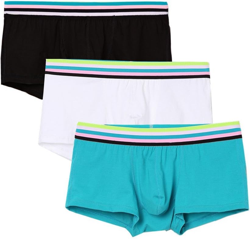 Men's Underwear 3 Pack Cotton Stretch Low Rise Trunks (M (Waist: 31"-34"), Black+White+Blue)