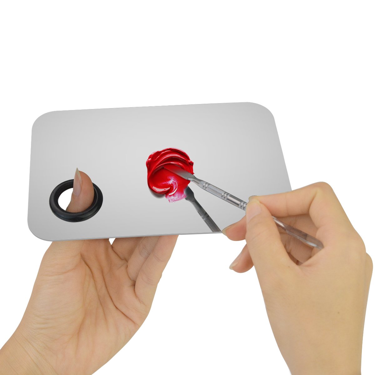 obmwang 1Pcs Pro Stainless Steel Cosmetic Makeup Palette Spatula Tool for Nail Art Eye Shadow Eyelash Makeup Professional Pigment Blending Lightweight 5.9 x 3.9 inches : Makeup Case : Beauty