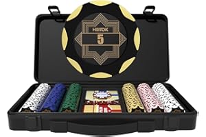 Clay Poker Chip Set with Denominations for Texas Hold’em, 300-Piece 14g Numbered Clay Chips, Professional Casino Blackjack Se