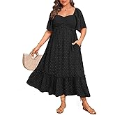 Plus Size Summer Dresses - Maxi Casual Wedding Guest Graduation Easter Long Dress with Pockets