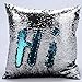 BeneU 16 x 16 inch Double Colors Reversible Sequin Mermaid Pillow Cover, Glitter Sofa Cushion Case - Blue & Silver