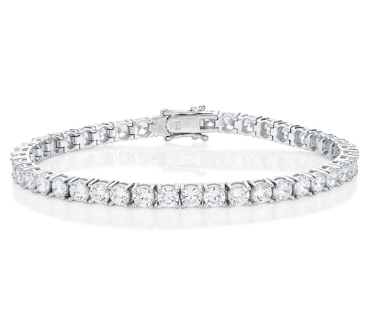 Diamond Treats Womens Tennis Bracelet, Solid 925 Sterling Silver Bracelet for Women and Teen Girls with 4mm AAA White Cubic Zirconia Stones, 8 inch Ladies Eternity Bracelet, Jewellery Gift for Women
