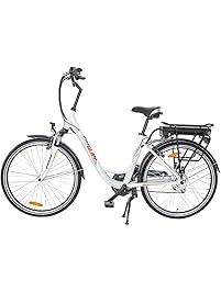Onway 26 Inch 6 Speed Woman City Electric Bicycle, 36V 250W Aluminium Alloy E Bike with Pedal Assist and Twist Throttle