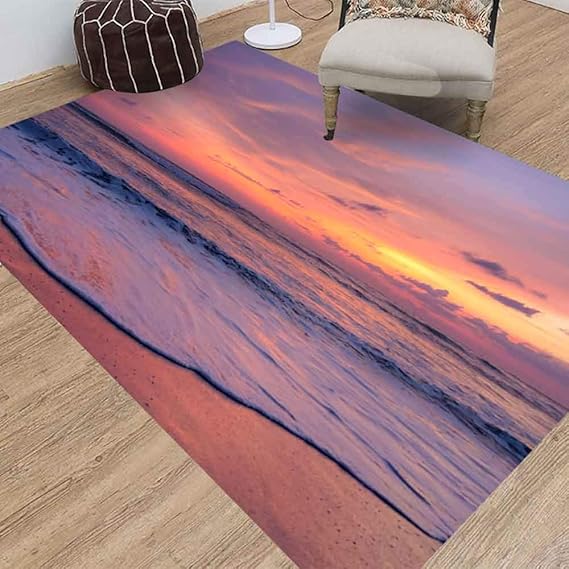 Doocilsh 5X7 Rug Area, Sunset Sunrise View from Bali Beach