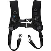 PULUZ Dual Camera Shoulder Harness Quick Release Double Camera Tether Strap Soft Pad Decompression Strap Belt With 1/4 inch Screw for DSLR SLR Cameras