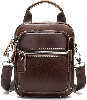 Amazon Whatna牛革 ミニショルダーバッグ メンズ 3way 斜め掛け 手提げ ウエスト バッグ 本 革 縦型 小さめ メッセンジャー バッグ 通学 通勤バッグ ショルダーミニポーチ 軽量 実用 自転車かばん プレゼント男性 339 牛革 ブラウン Whatna ショルダーバッグ