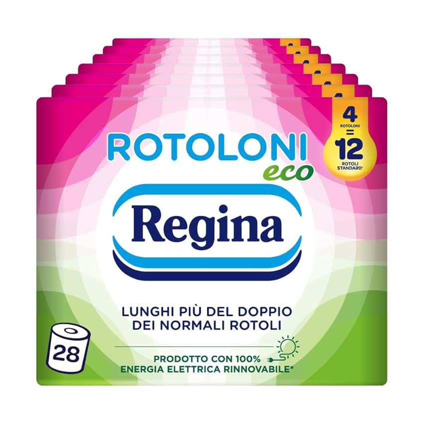 Regina Rotoloni Eco - 28 Maxi Rotoli di Carta Igienica, 500 Fogli a 2 Veli