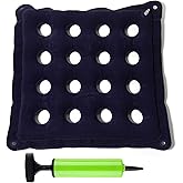 Waffle Cushion Flocking Inflatable Air Cushion with Pump - Pressure Sore Relief - Purple Flocking 17x17 Inch