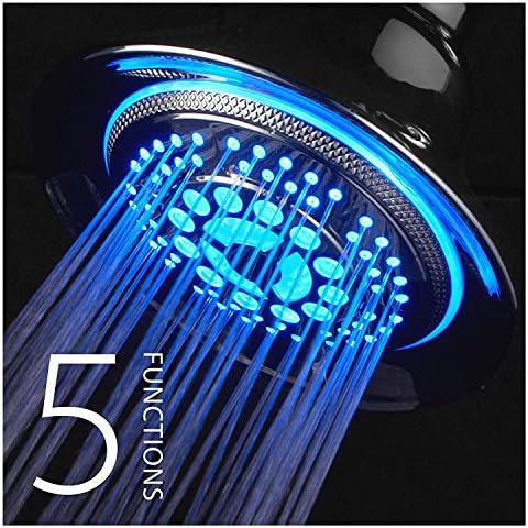 DreamSpa All Chrome Water Temperature Controlled Color Changing 5-Setting LED Shower-Head by Top Brand Manufacturer! Color of LED lights changes automatically according to water temperature 3-Pack