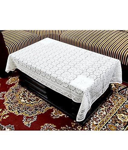 Kuber Industries Cotton Center Table Cover for 4 Seater - White