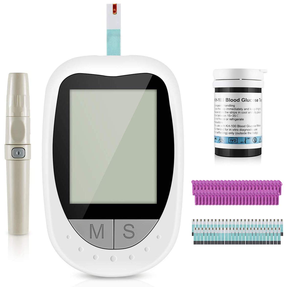 Breathalyzer Blood Glucose Monitor Meter Diabetes Test Kit Blood Sugar Tester with 25 Codefree Test 