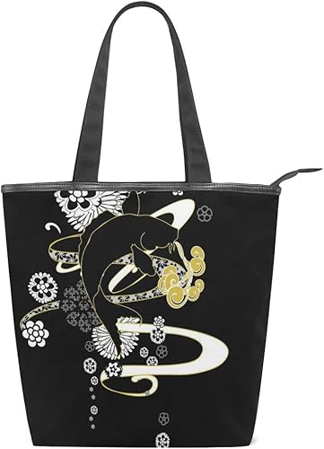 Amazon Annsin トートバッグ ショルダーバッグ ハンドバッグ 懐かしい 和柄 可愛い 和風 花柄 黒 レデイース ナイロン キャンバス Pu革 創意 面白い 大容量 サイズ 肩掛け 通勤 通学 旅行 高校生 子供 女性 林間学校 人気 おしゃれ バレンタイン プレゼント