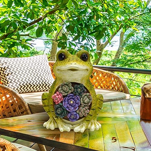 LED frog garden statue, cute and whimsical backyard decor, priced at $25.99.