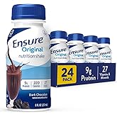 Ensure Original Dark Chocolate Nutrition Shake | Meal Replacement Shake | 24 Pack, Plastic Bottle, Liquid