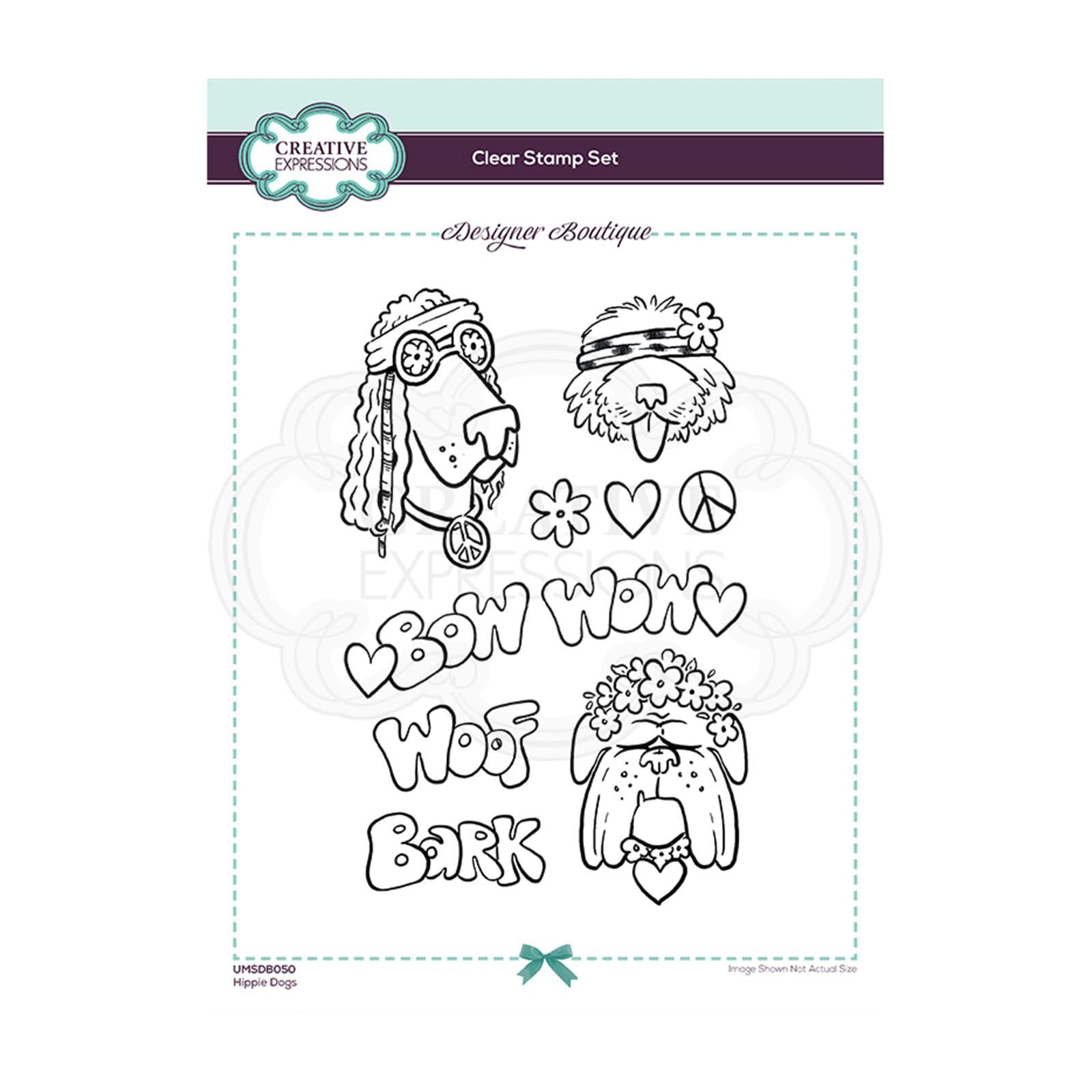 Creative Expressions Designer Boutique Collection-Hippie Dogs-Clear Stamp, A5