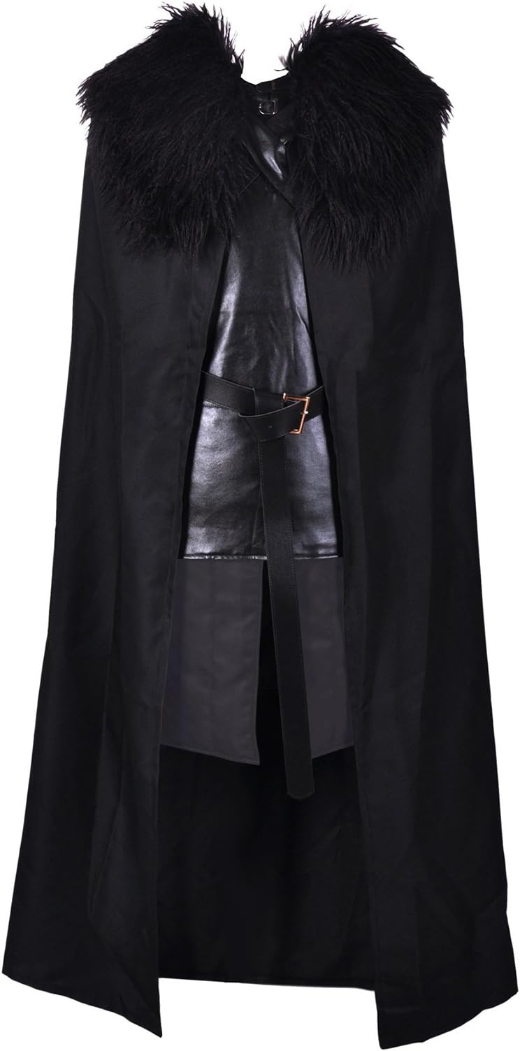 Crystal Dew Jon Snow Costume Cosplay Knights Watch Costume Cape for Men and Kids