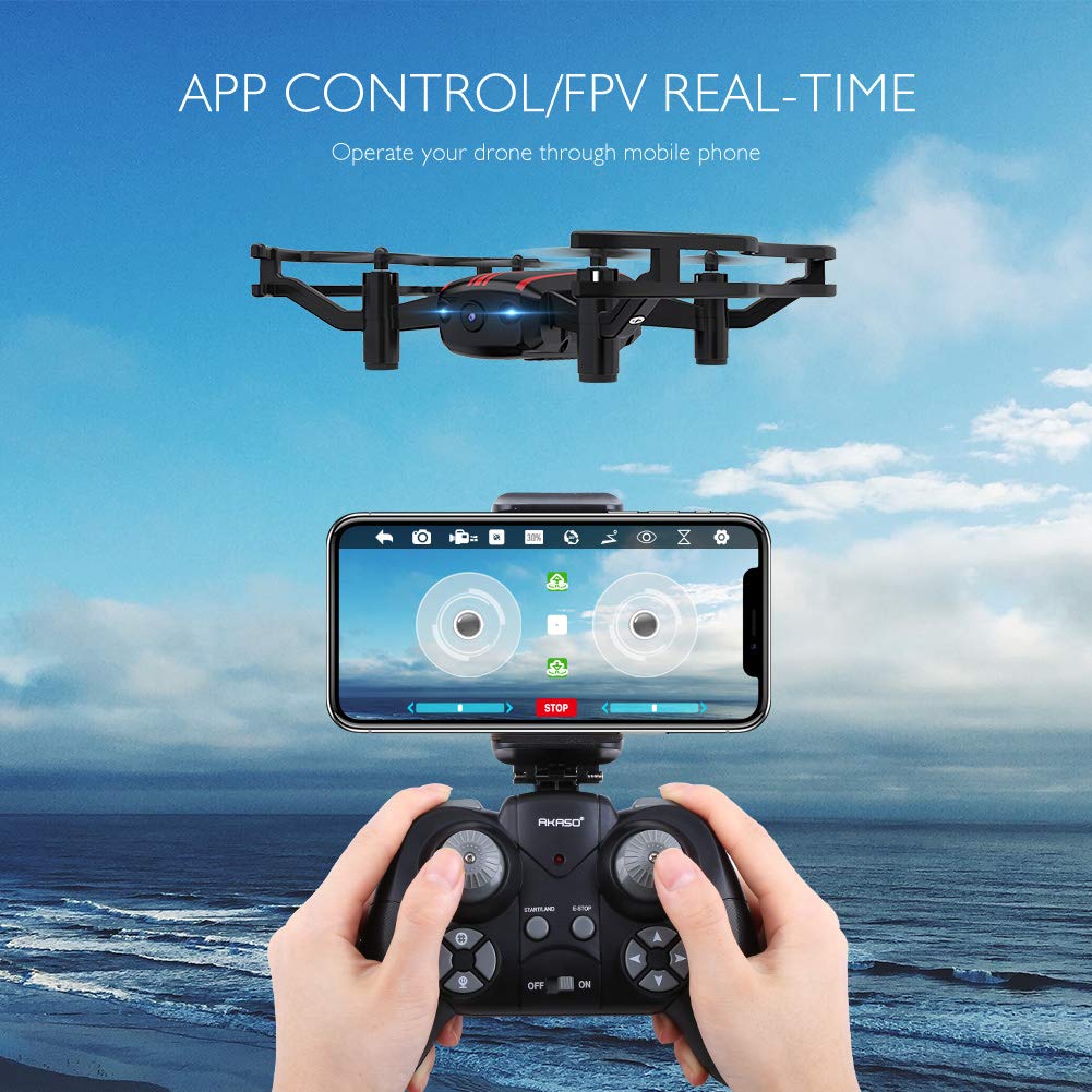 Drones with Camera - AKASO A21 Quadcopter Drone with 720P HD FPV WiFi RC Drone for Kids Beginners Adults - with One Key Take-Off/Landing, Optical Altitude Hold