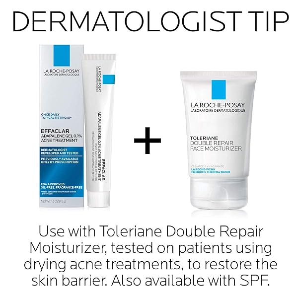 LA ROCHE-POSAY EFFACLAR ADAPALENE GEL 0.1% ACNE TREATMENT, RETINOID CREAM, ACNE MEDICATION GEL FOR BLACKHEADS & WHITEHEADS, OIL FREE, HELPS CLEAR AND PREVENT BLEMISHES & CLOGGED PORES